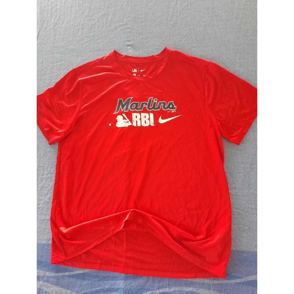 Nike Team MLB Miami Marlins RBI Red Performance T-Shirt Mens XL #16 N223-62Q